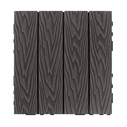 WPC 3D Embossed Faux Wood Stripe Interlocking Floor Tile, 12in x 12in (11 Tiles per Pack)