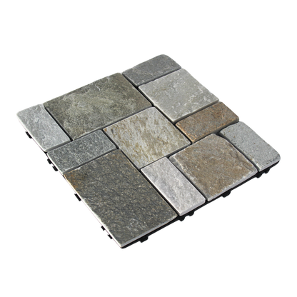 Slate Stone Interlocking Floor Tiles, 12 in x 12 in (8 Tiles per Pack)