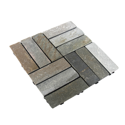 Slate Stone Interlocking Floor Tiles, 12 in x 12 in (8 Tiles per Pack)