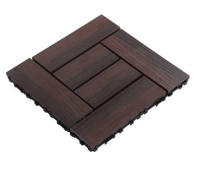 WPC 3D Embossed Faux Stripe Twist-on Interlocking Floor Tiles, 12 in x 12 in (11 Tiles per Pack)