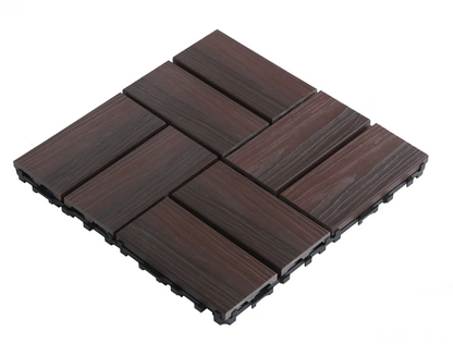 WPC 3D Embossed Faux Stripe Twist-on Interlocking Floor Tiles, 12 in x 12 in (11 Tiles per Pack)