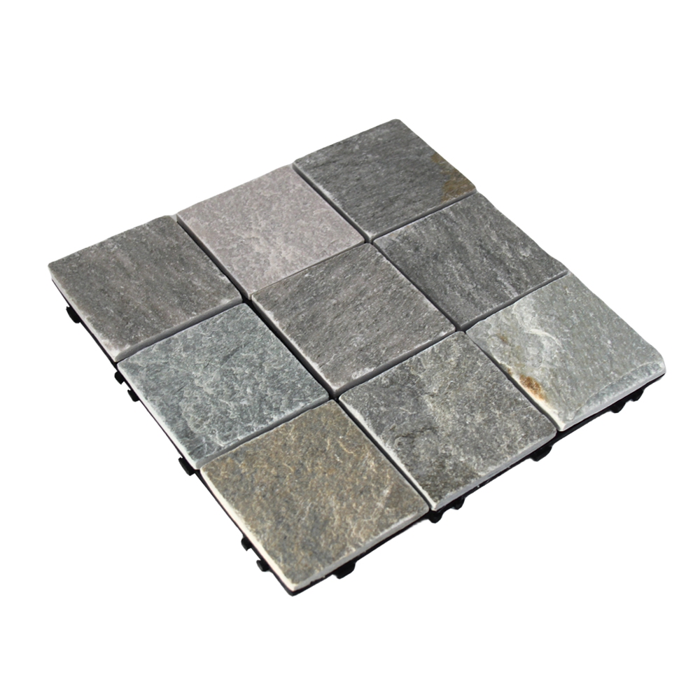 Slate Stone Interlocking Floor Tiles, 12 in x 12 in (8 Tiles per Pack)