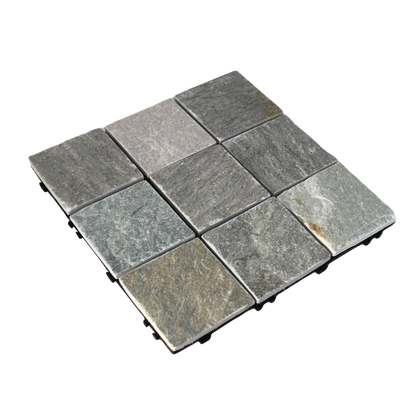 Slate Stone Interlocking Floor Tiles, 12 in x 12 in (8 Tiles per Pack)