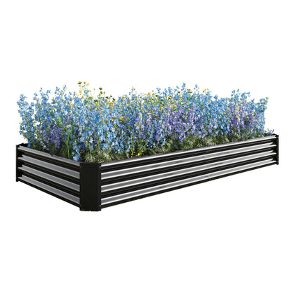 Raised Garden Bed Kit - Metal Raised Bed Garden 7.6x3.7x0.98ft for Flower Planters, Vegetables Herb Black