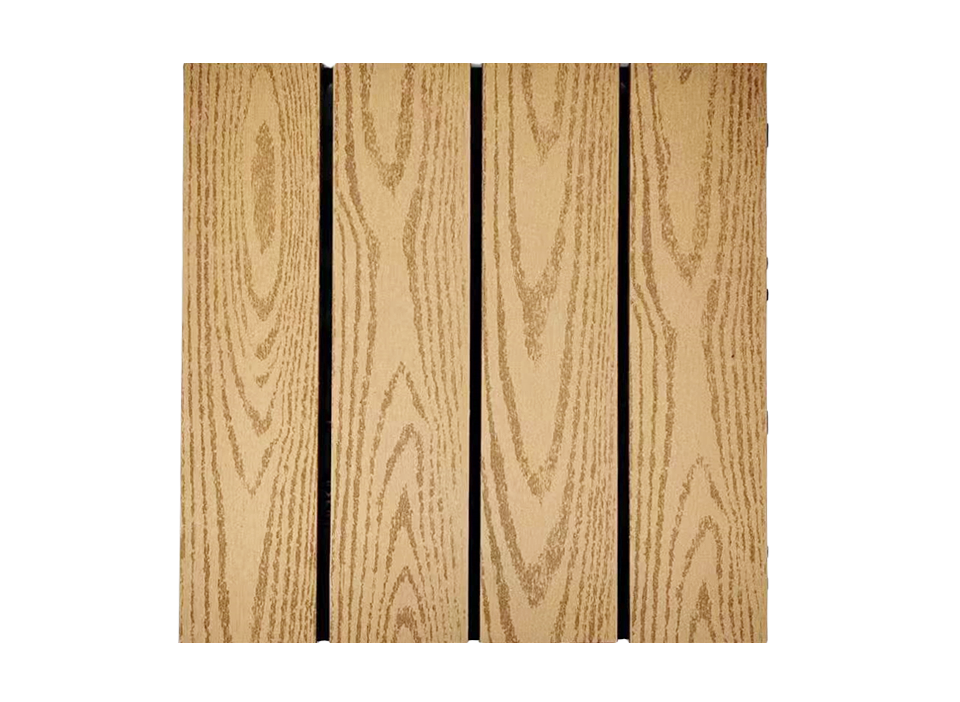 WPC 2D Embossed Faux Wood Stripe Interlocking Floor Tile, 12in x 12in (11 Tiles per Pack)