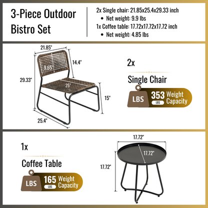 Patio Furniture Set Outdoor Balcony Porch Garden Backyard Lawn Furniture Acacia Wood Tabletop