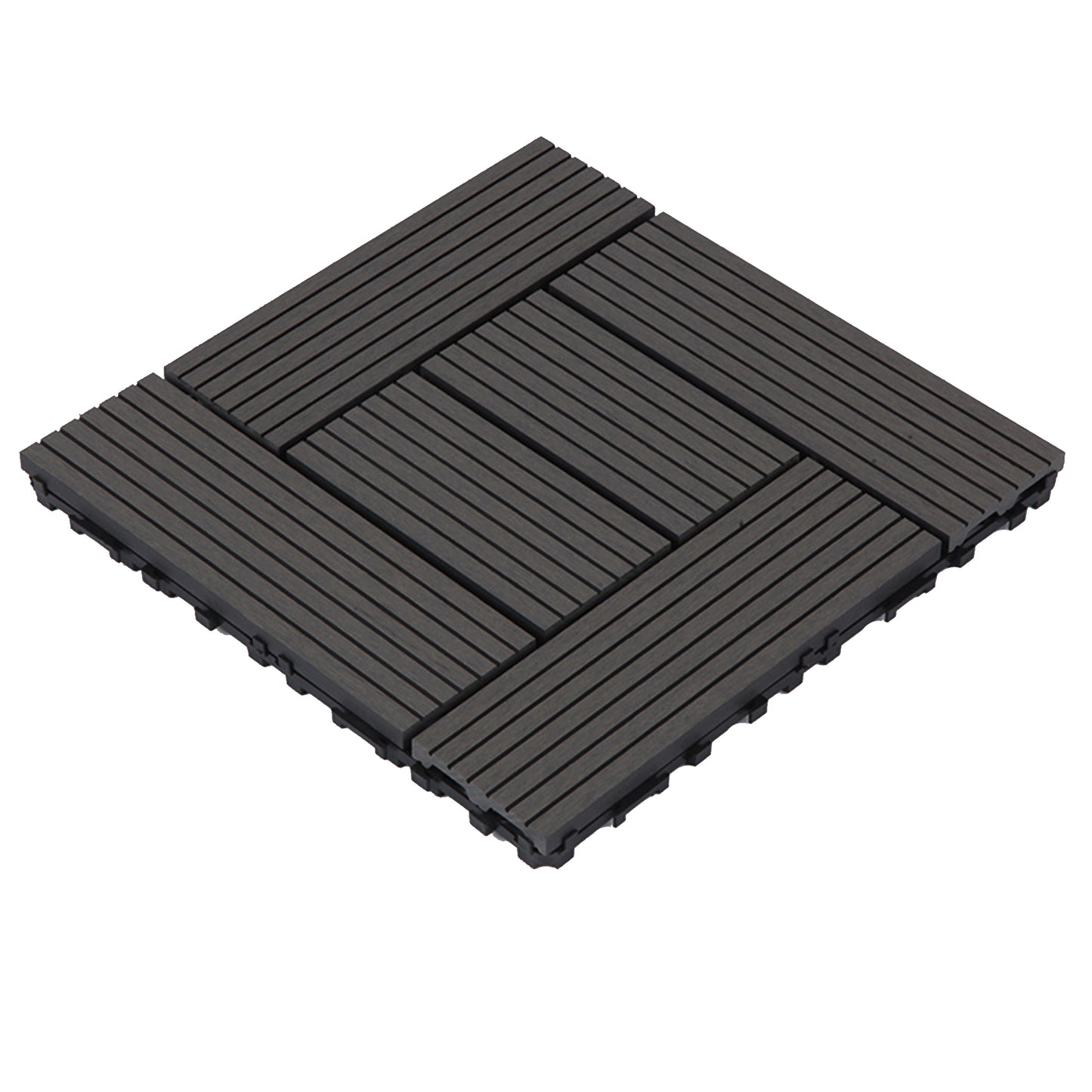 WPC 3D Vertical Striped Interlocking Floor Tiles, Twist-on, 12 in x 12 in (11 Tiles per Pack)