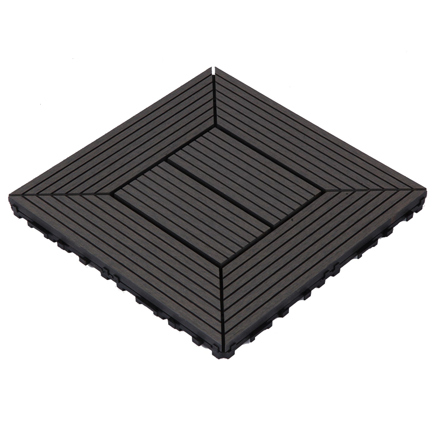 WPC 3D Vertical Striped Interlocking Floor Tiles, Twist-on, 12 in x 12 in (11 Tiles per Pack)