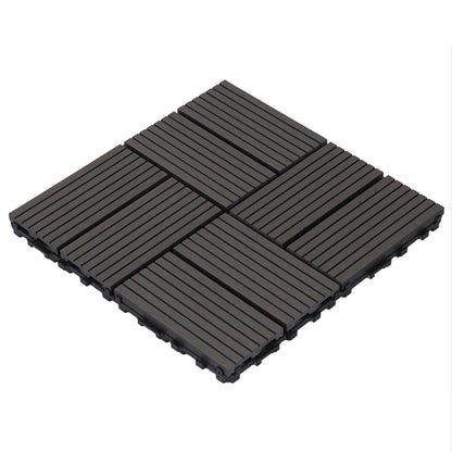 WPC 3D Vertical Striped Interlocking Floor Tiles, Twist-on, 12 in x 12 in (11 Tiles per Pack)