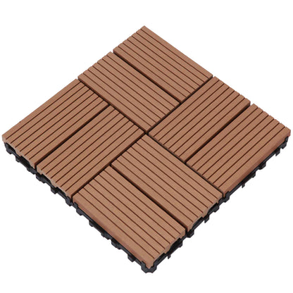 WPC 3D Vertical Striped Interlocking Floor Tiles, Twist-on, 12 in x 12 in (11 Tiles per Pack)