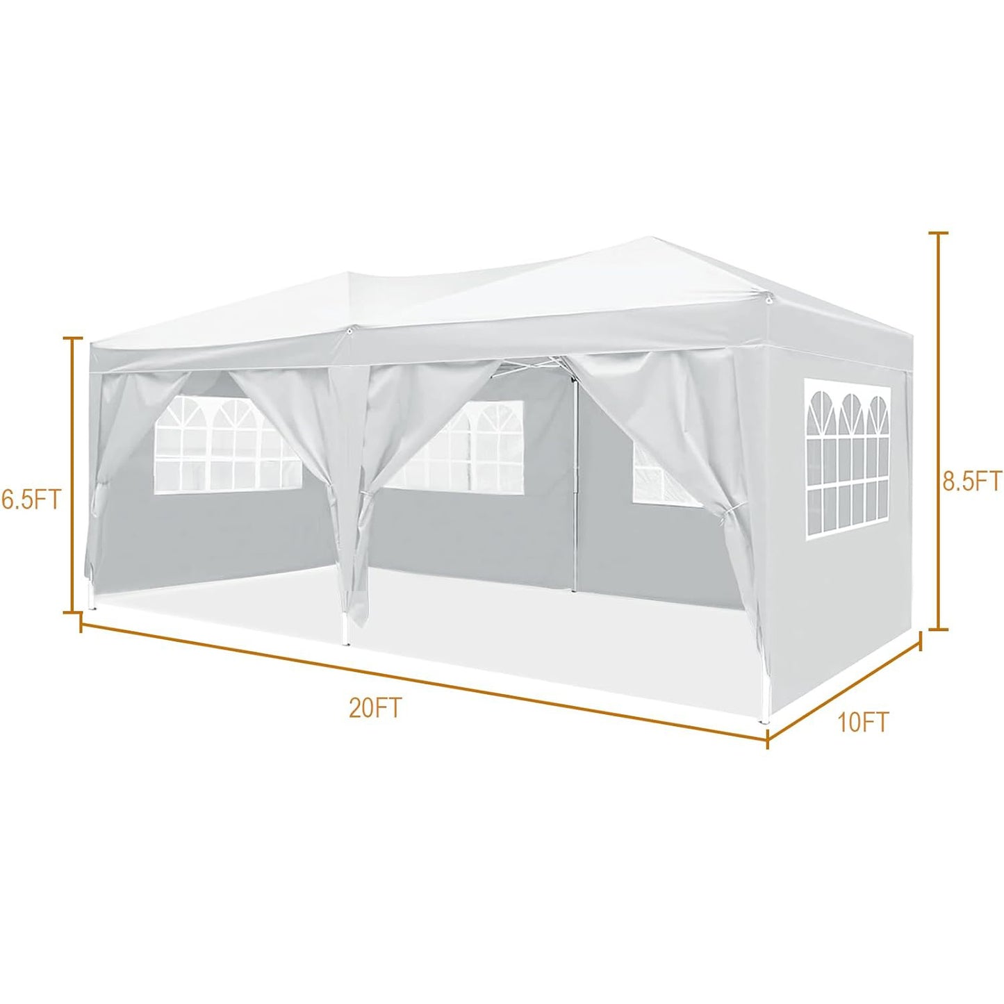 10'x20' Folding Canopy with 6 Removable Sidewalls Outdoor Event Shelter UPF 50+ Gazebo Portable Tents for Parties Beach Camping Wedding EZ Pop Up Canopy