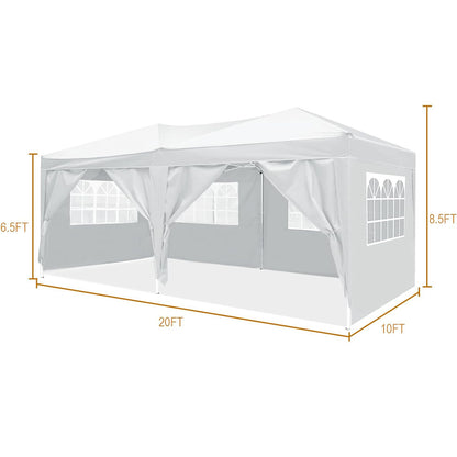 10'x20' Folding Canopy with 6 Removable Sidewalls Outdoor Event Shelter UPF 50+ Gazebo Portable Tents for Parties Beach Camping Wedding EZ Pop Up Canopy