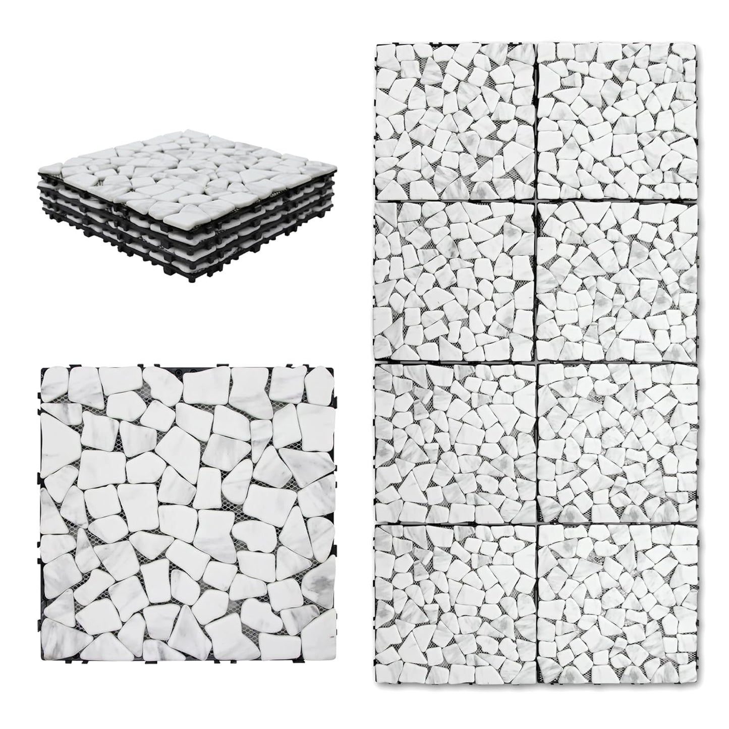 Cobblestone Interlocking Floor Tiles, 12 in x 12 in (8 Tiles per Pack)