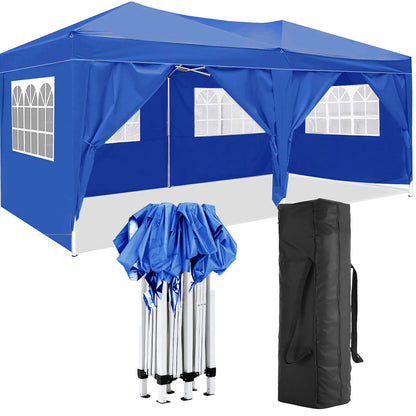 10'x20' Folding Canopy with 6 Removable Sidewalls Outdoor Event Shelter UPF 50+ Gazebo Portable Tents for Parties Beach Camping Wedding EZ Pop Up Canopy