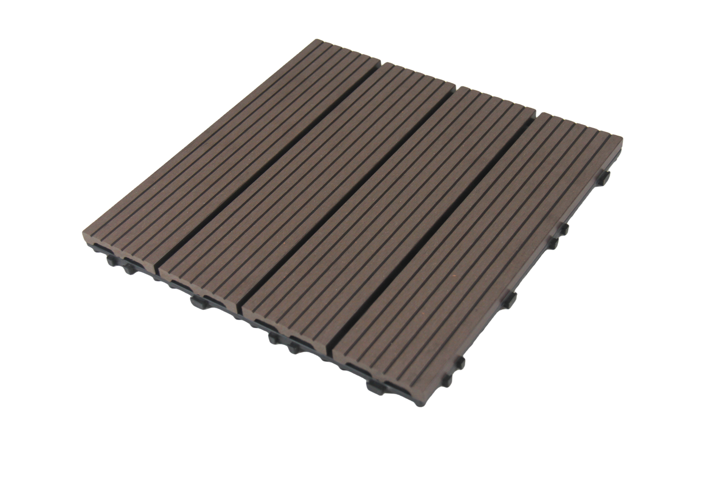 WPC 3D Vertical Stripes Interlocking Decking Tiles for Both Indoor and Outdoor , 12 in x 12 in (11 Tiles per Pack)