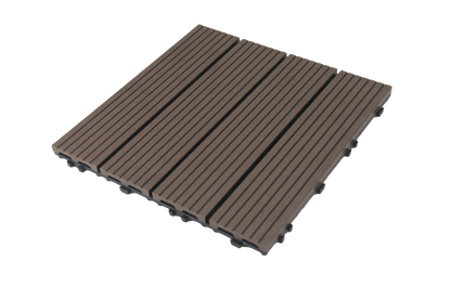 WPC 3D Vertical Stripes Interlocking Decking Tiles for Both Indoor and Outdoor , 12 in x 12 in (11 Tiles per Pack)