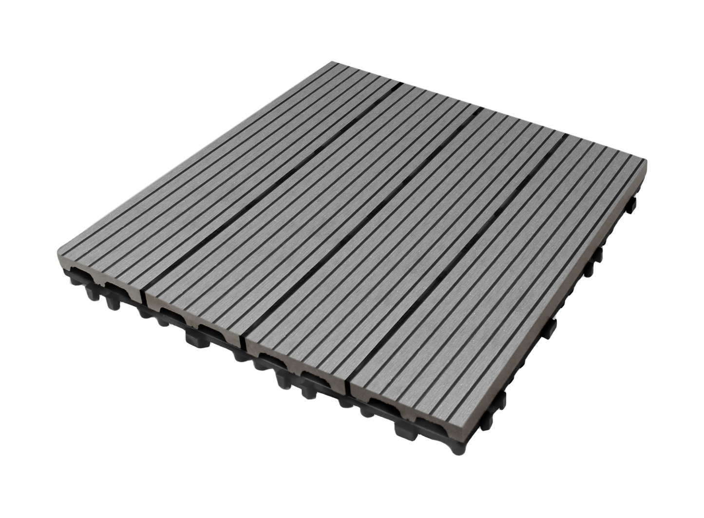 WPC 3D Vertical Stripes Interlocking Decking Tiles for Both Indoor and Outdoor , 12 in x 12 in (11 Tiles per Pack)