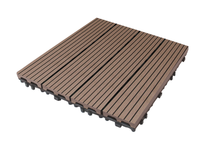 WPC 3D Vertical Stripes Interlocking Decking Tiles for Both Indoor and Outdoor , 12 in x 12 in (11 Tiles per Pack)