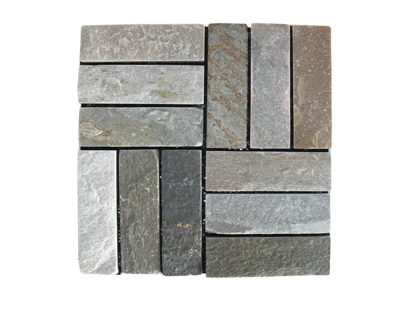 Slate Stone Interlocking Floor Tiles, 12 in x 12 in (8 Tiles per Pack)