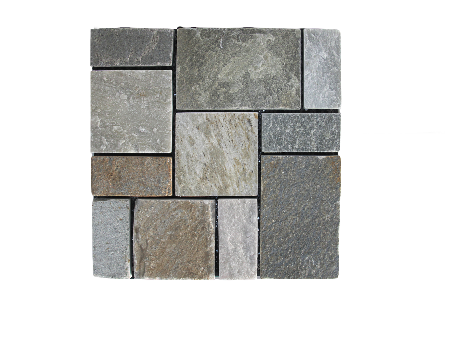 Slate Stone Interlocking Floor Tiles, 12 in x 12 in (8 Tiles per Pack)