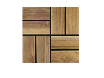 Solid Wood Carbonized Interlocking Floor Tiles, 12 in x 12 in (30 Tiles per Pack)