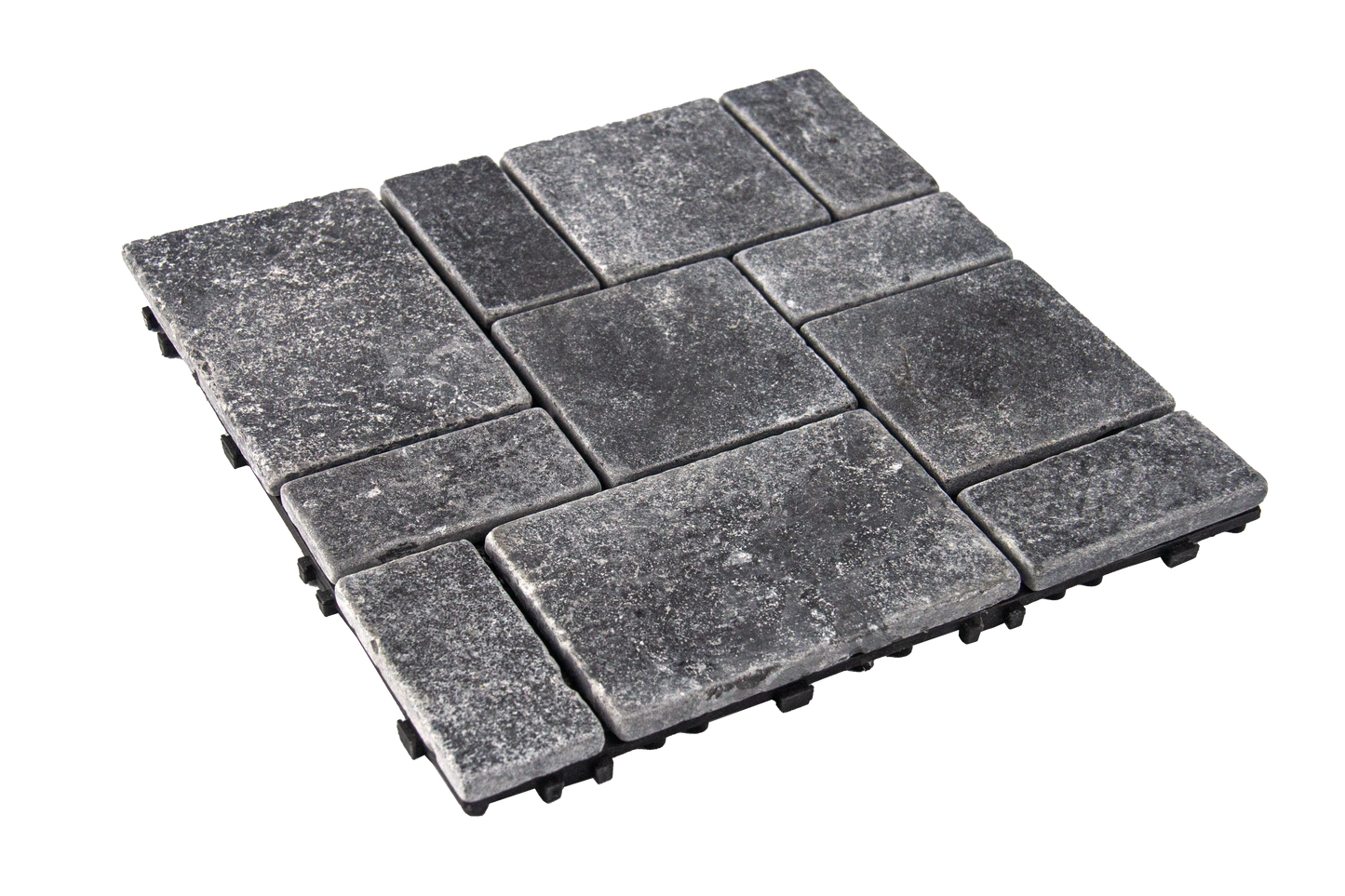 Slate Stone Interlocking Floor Tiles, 12 in x 12 in (8 Tiles per Pack)