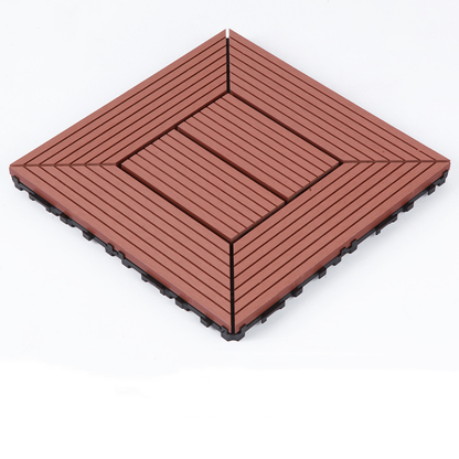 WPC 3D Vertical Striped Interlocking Floor Tiles, Twist-on, 12 in x 12 in (11 Tiles per Pack)