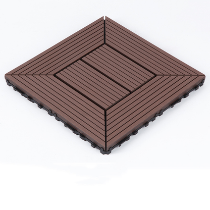 WPC 3D Vertical Striped Interlocking Floor Tiles, Twist-on, 12 in x 12 in (11 Tiles per Pack)