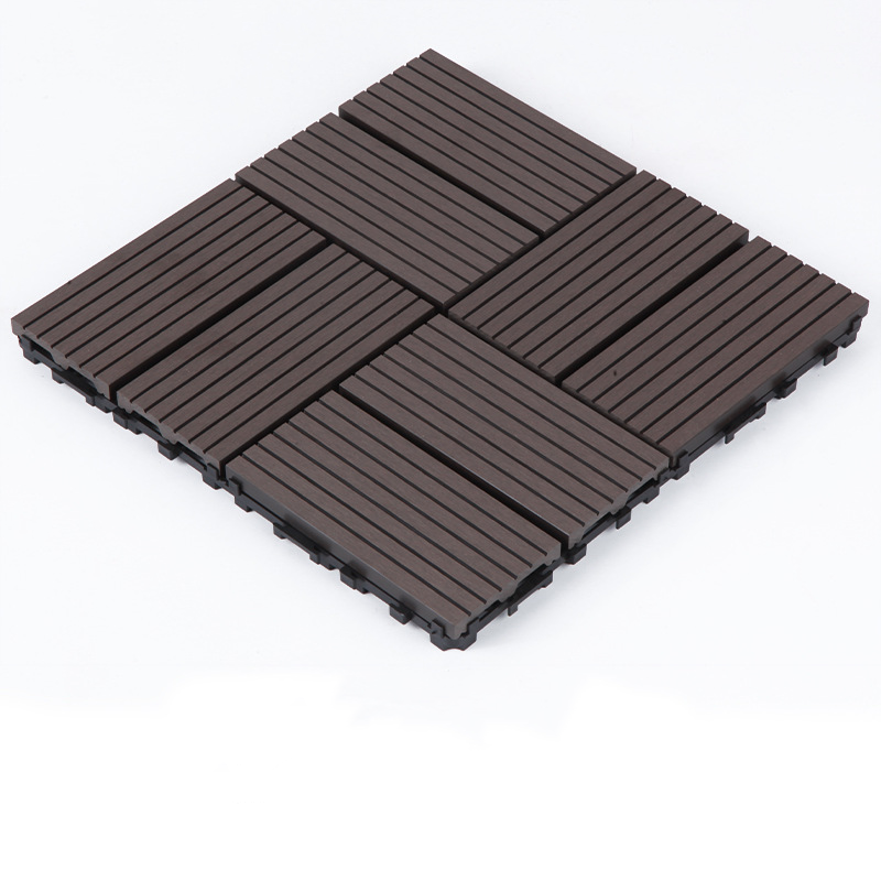 WPC 3D Vertical Striped Interlocking Floor Tiles, Twist-on, 12 in x 12 in (11 Tiles per Pack)