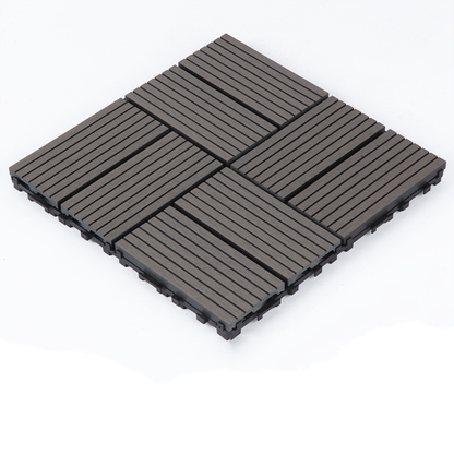 WPC 3D Vertical Striped Interlocking Floor Tiles, Twist-on, 12 in x 12 in (11 Tiles per Pack)