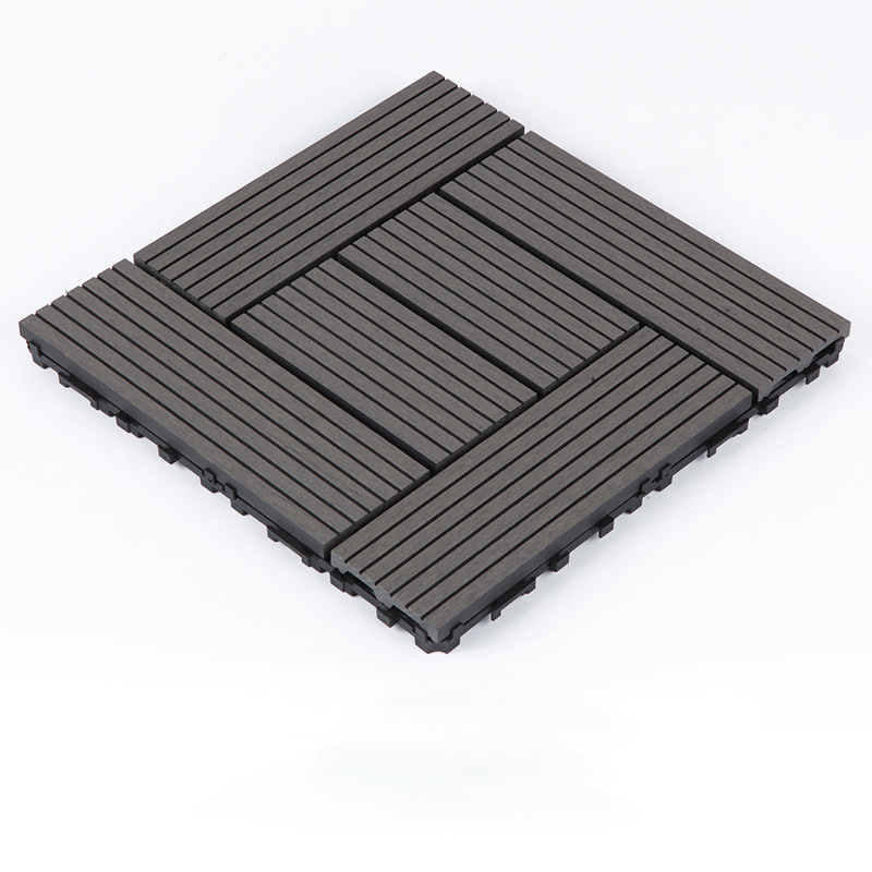 WPC 3D Vertical Striped Interlocking Floor Tiles, Twist-on, 12 in x 12 in (11 Tiles per Pack)