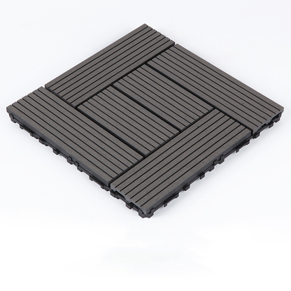 WPC 3D Vertical Striped Interlocking Floor Tiles, Twist-on, 12 in x 12 in (11 Tiles per Pack)