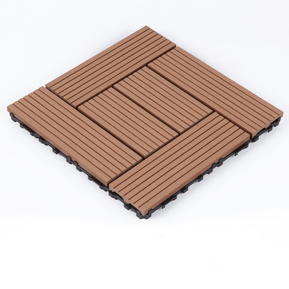 WPC 3D Vertical Striped Interlocking Floor Tiles, Twist-on, 12 in x 12 in (11 Tiles per Pack)