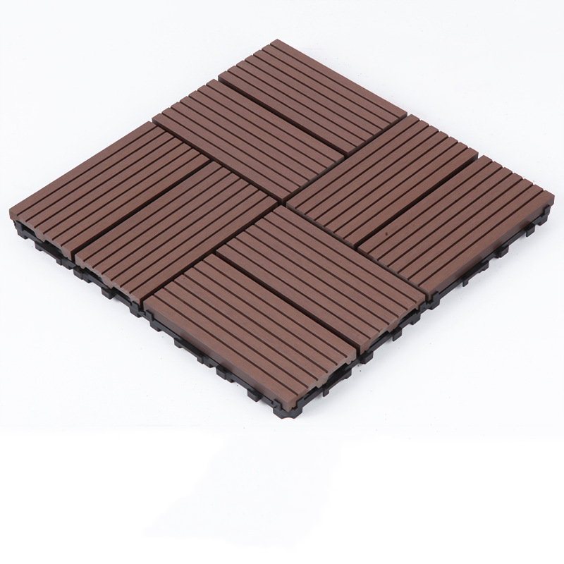 WPC 3D Vertical Striped Interlocking Floor Tiles, Twist-on, 12 in x 12 in (11 Tiles per Pack)