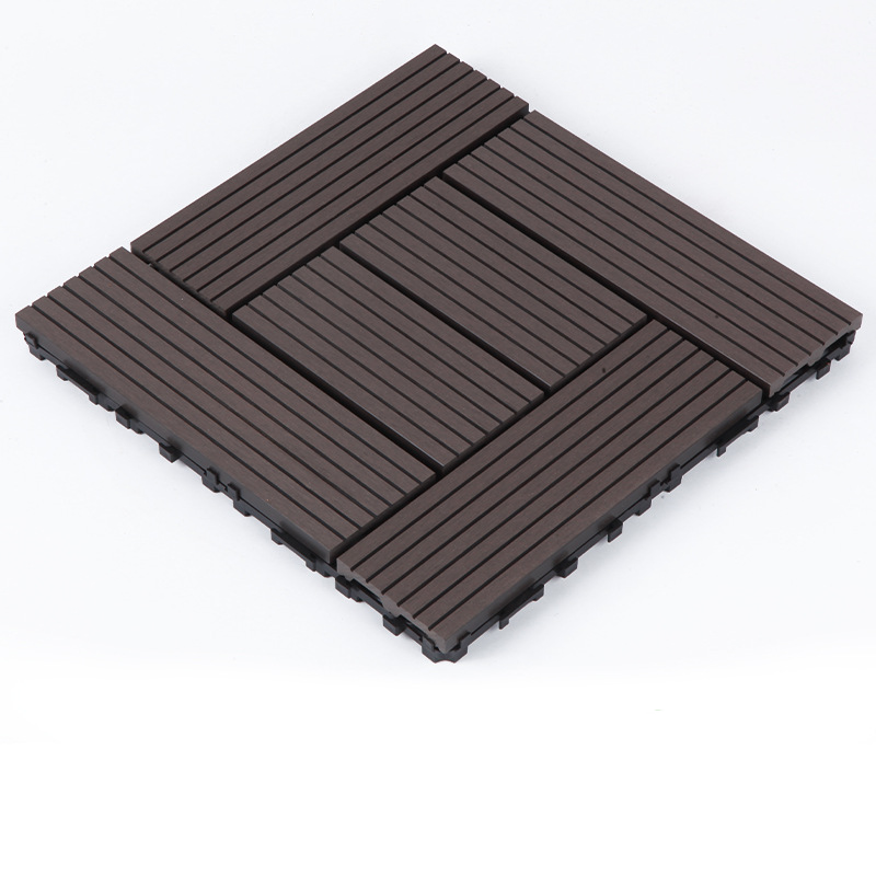 WPC 3D Vertical Striped Interlocking Floor Tiles, Twist-on, 12 in x 12 in (11 Tiles per Pack)