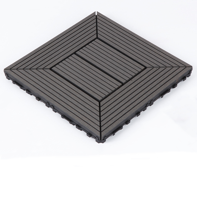 WPC 3D Vertical Striped Interlocking Floor Tiles, Twist-on, 12 in x 12 in (11 Tiles per Pack)