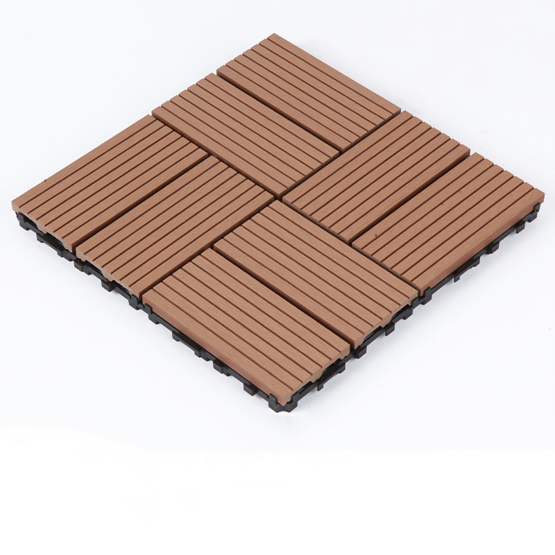 WPC 3D Vertical Striped Interlocking Floor Tiles, Twist-on, 12 in x 12 in (11 Tiles per Pack)