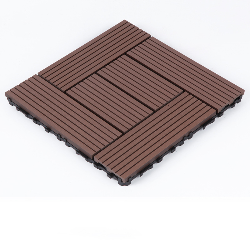 WPC 3D Vertical Striped Interlocking Floor Tiles, Twist-on, 12 in x 12 in (11 Tiles per Pack)