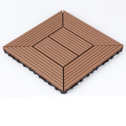 WPC 3D Vertical Striped Interlocking Floor Tiles, Twist-on, 12 in x 12 in (11 Tiles per Pack)