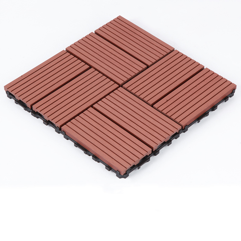 WPC 3D Vertical Striped Interlocking Floor Tiles, Twist-on, 12 in x 12 in (11 Tiles per Pack)