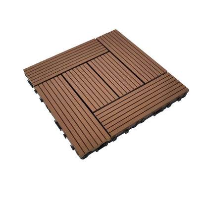 WPC 3D Vertical Striped Interlocking Floor Tiles, Twist-on, 12 in x 12 in (11 Tiles per Pack)