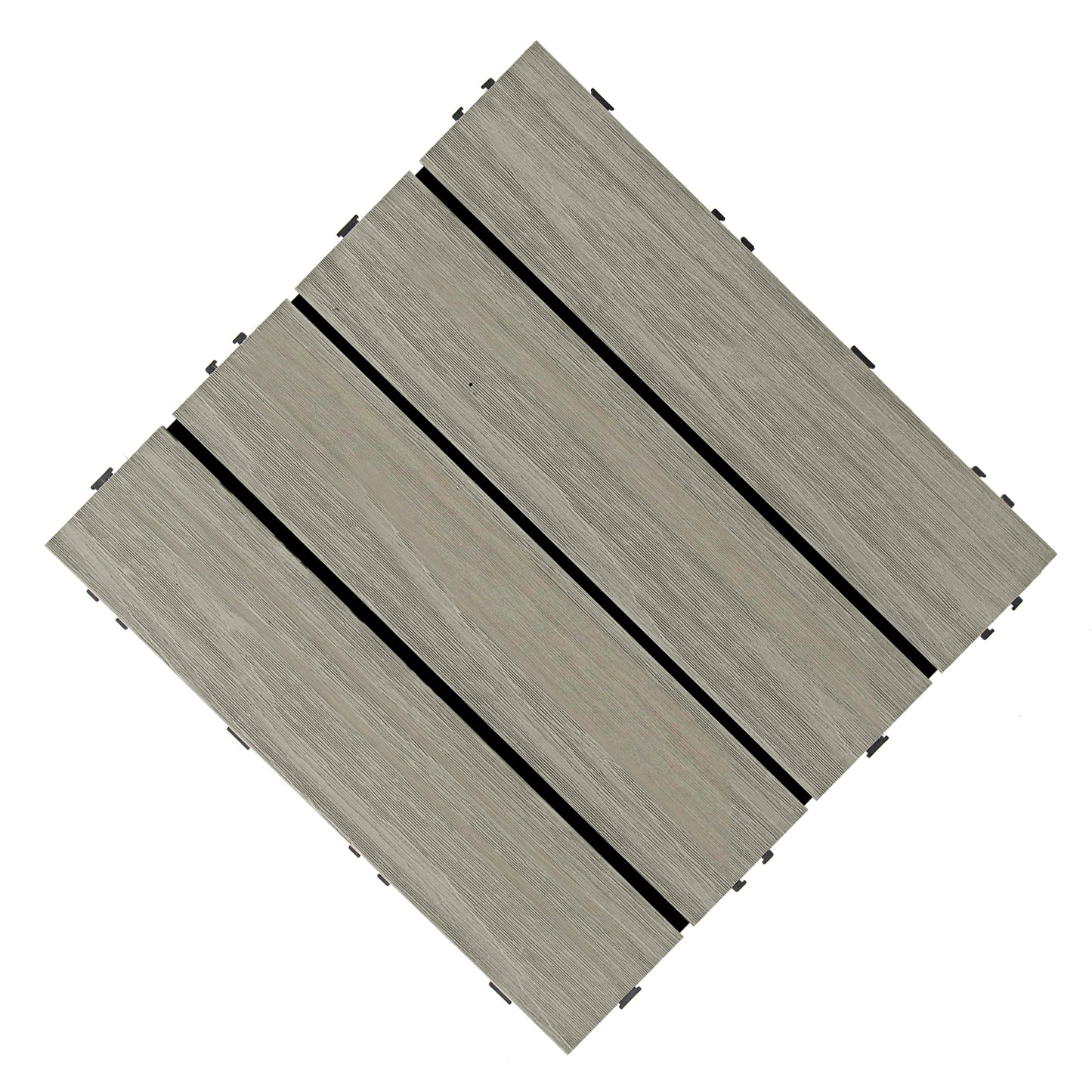 WPC 3D Embossed Faux Stripe Interlocking Floor Tiles, 12 in x 12 in (11 Tiles per Pack)